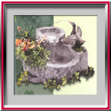 fontanella in granito con anatra in bronzo 